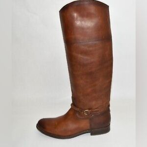 Frye Melissa Seam Riding Boot Cognac Leather Size‎ 7.5